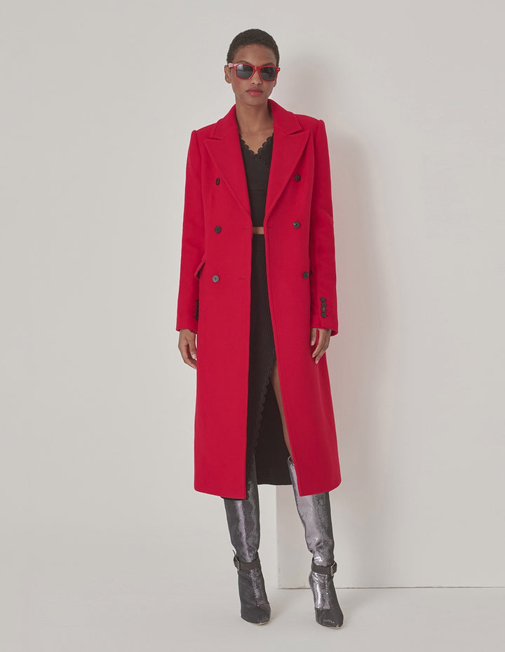 MARYLING Red Peaked Lapel H-Shaped Long Suit Coat