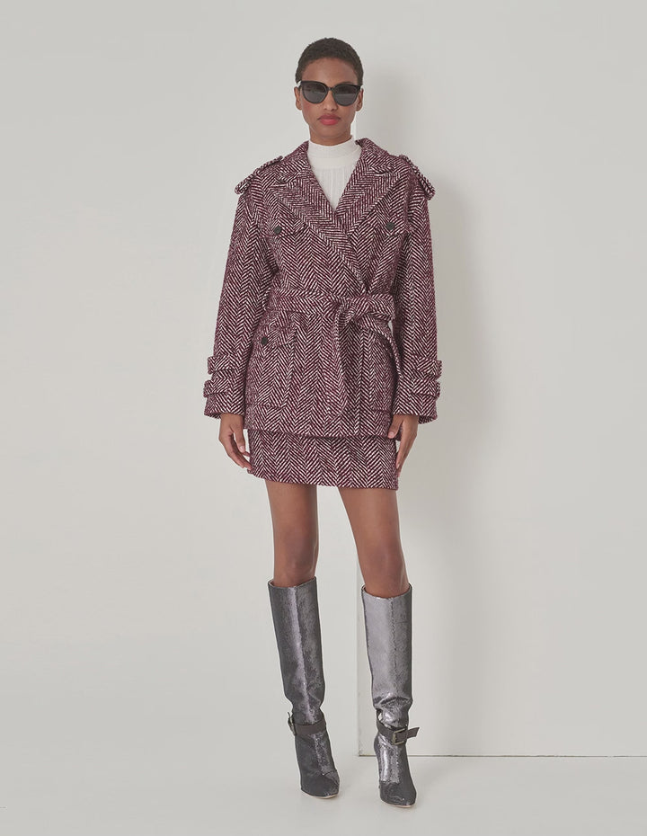 MARYLING Burgundy Lapel Coat