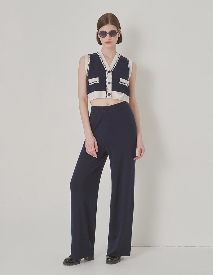 MARYLING Dark Blue Wool Knit Trousers