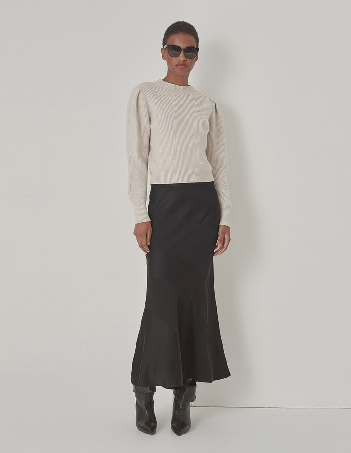 MARYLING Black Patchwork Fishtail Skirt