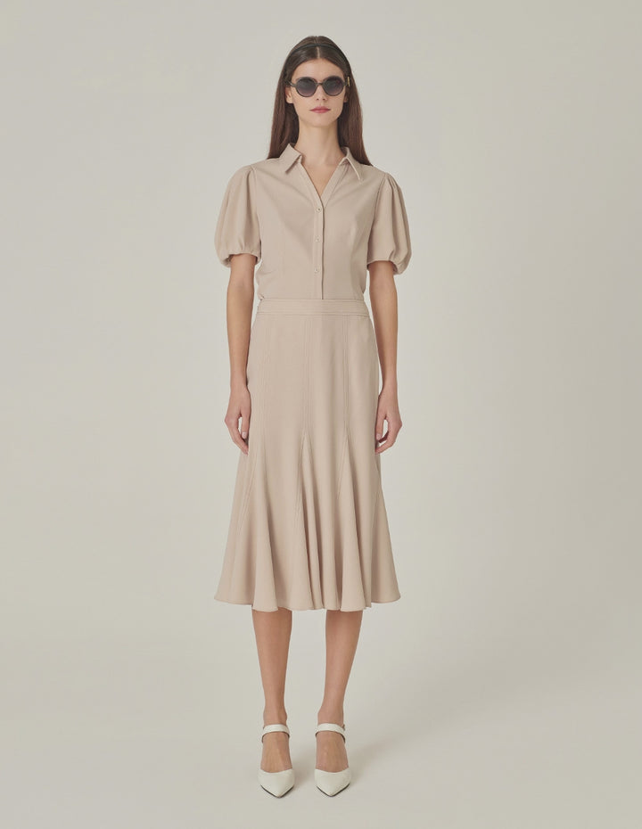 MARYLING Geometric Design Apricot Fishtail Skirt