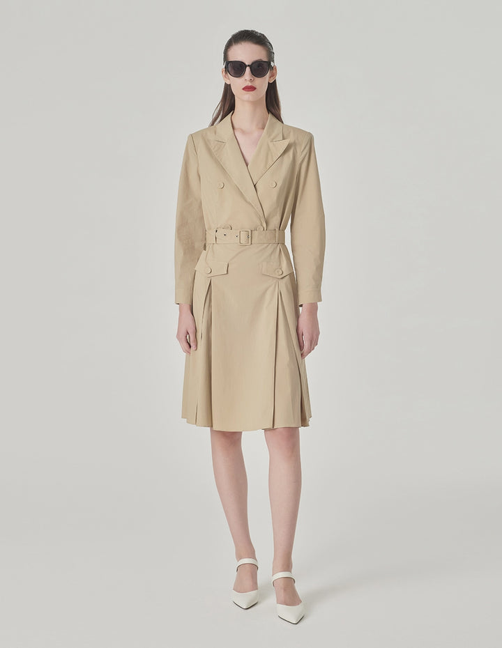 MARYLING Peak Lapel Belted Dress