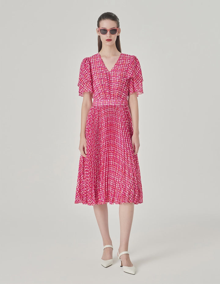 MARYLING Houndstooth Sunpleat Dress