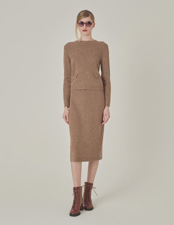 MARYLING Apricot Mixed Knitted Sweater