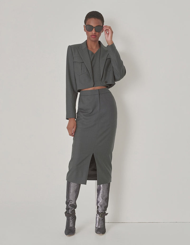 MARYLING Grey Midi Skirt