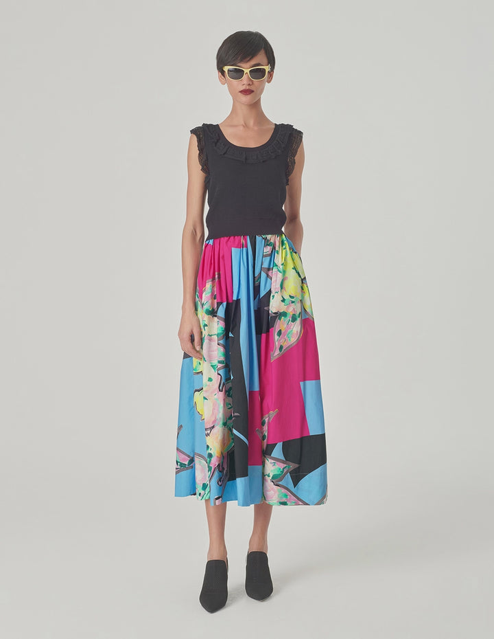 MARYLING Cotton Art Print Skirt