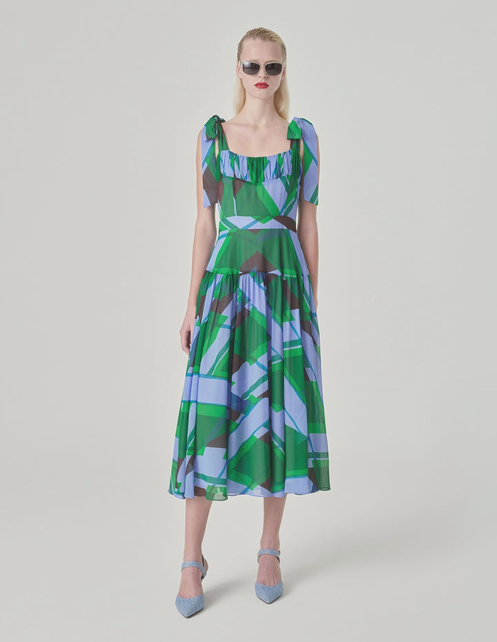 MARYLING A-Line Printed Dress With Shoulder Straps