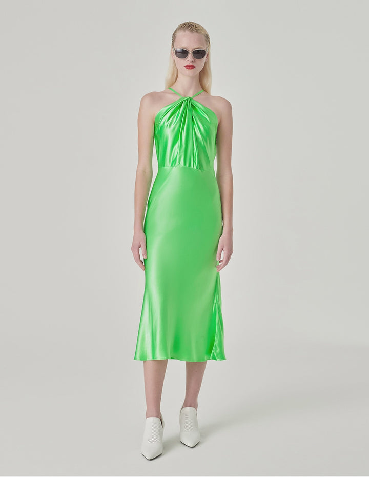 MARYLING Halterneck Lace-Up Sleeveless Fishtail Dress