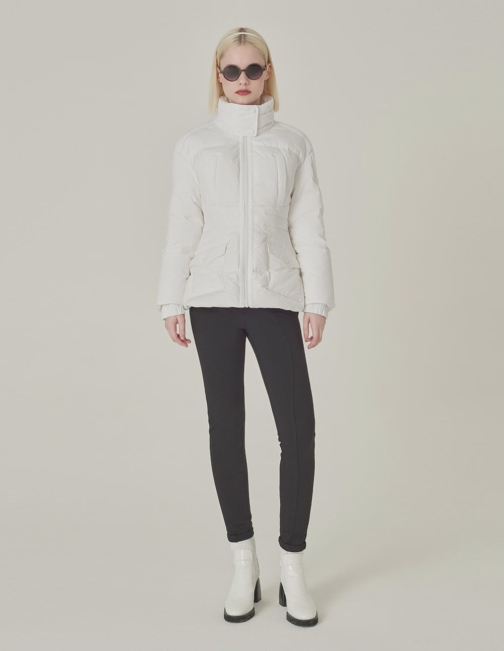 MARYLING Camel Silk Round Collar Cape Jacket