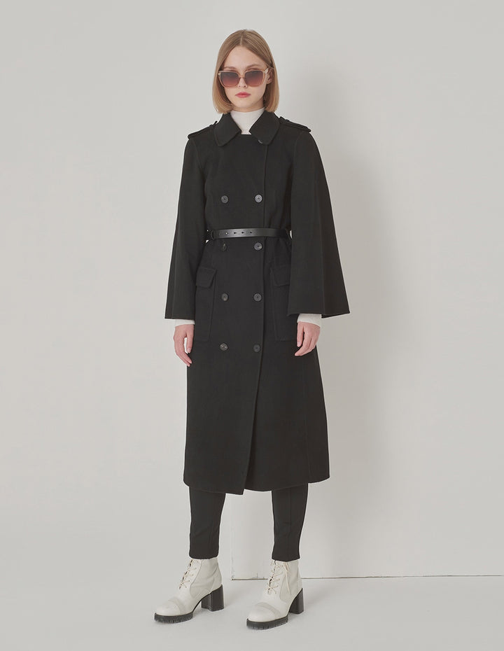 MARYLING Cape Style H-Shaped Double-Sided Woolen Coat
