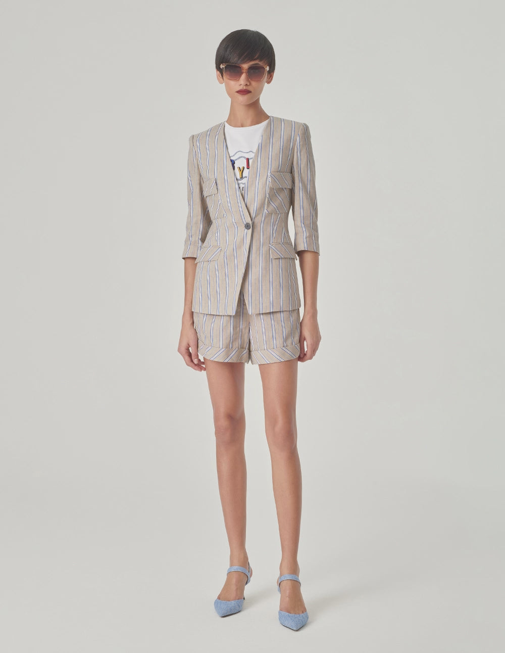 MARYLING Striped Bermuda Shorts