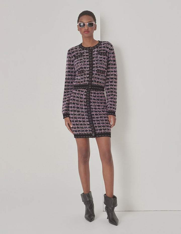 MARYLING Tweed Check Pattern Knit Skirt