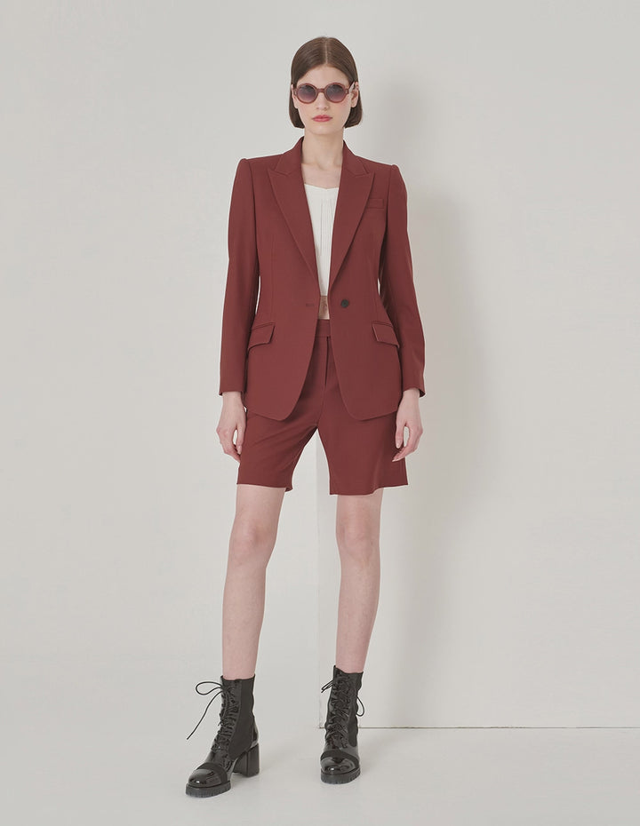 MARYLING Brick Red Wool Button-Down Blazer