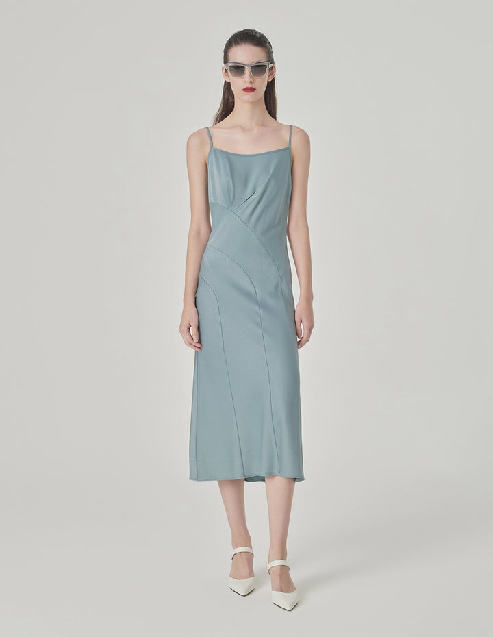 MARYLING Ice Blue Midi Slip Dress