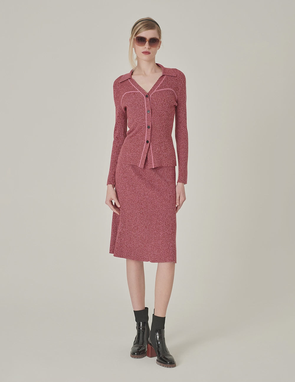 MARYLING Fishtail Wool Fitted Knee-Length Knitted Skirt