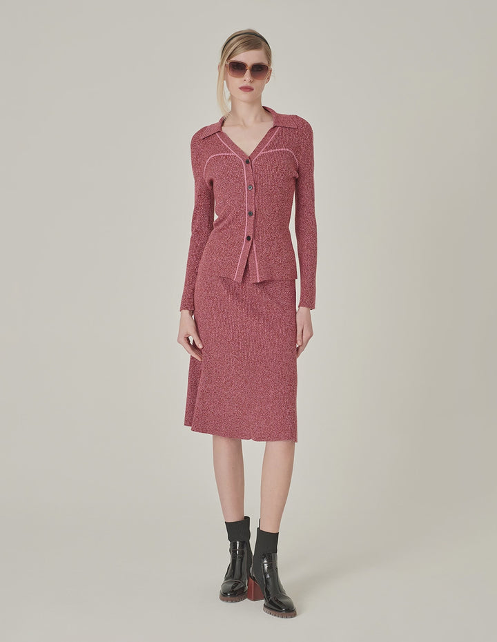 MARYLING Fishtail Wool Fitted Knee-Length Knitted Skirt