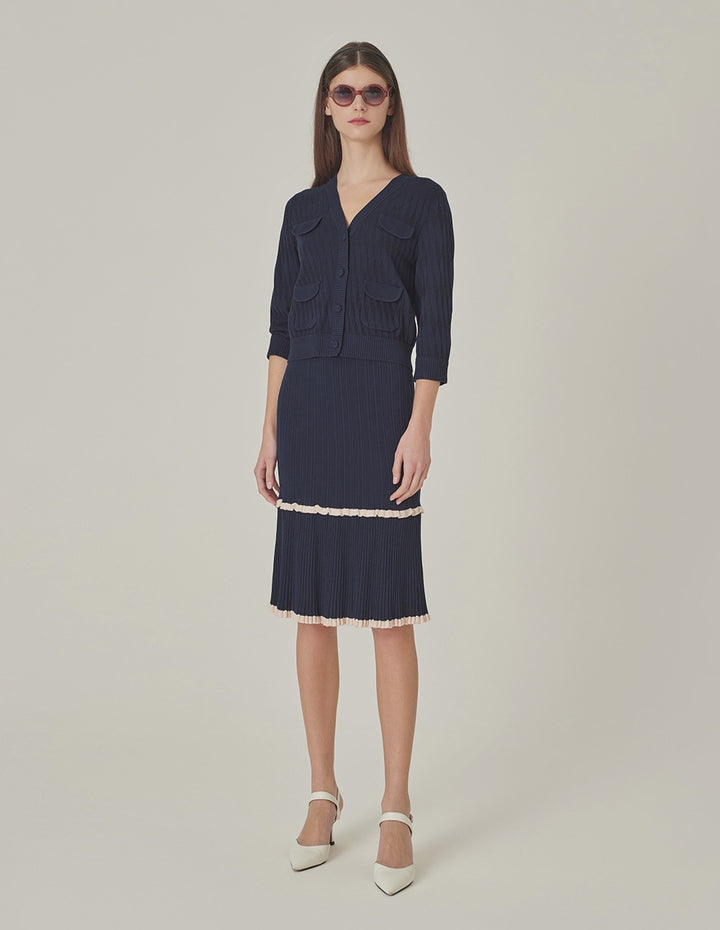 MARYLING Blue And White Contrasting Knitted Skirt