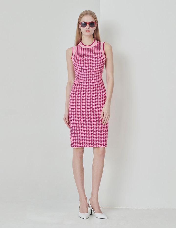 MARYLING Berry Check Knit Dress