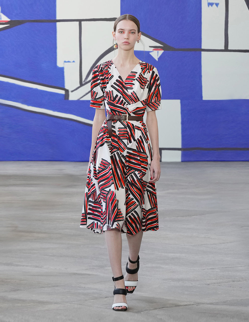 MARYLING V-Neck Puffed Sleeves Dress