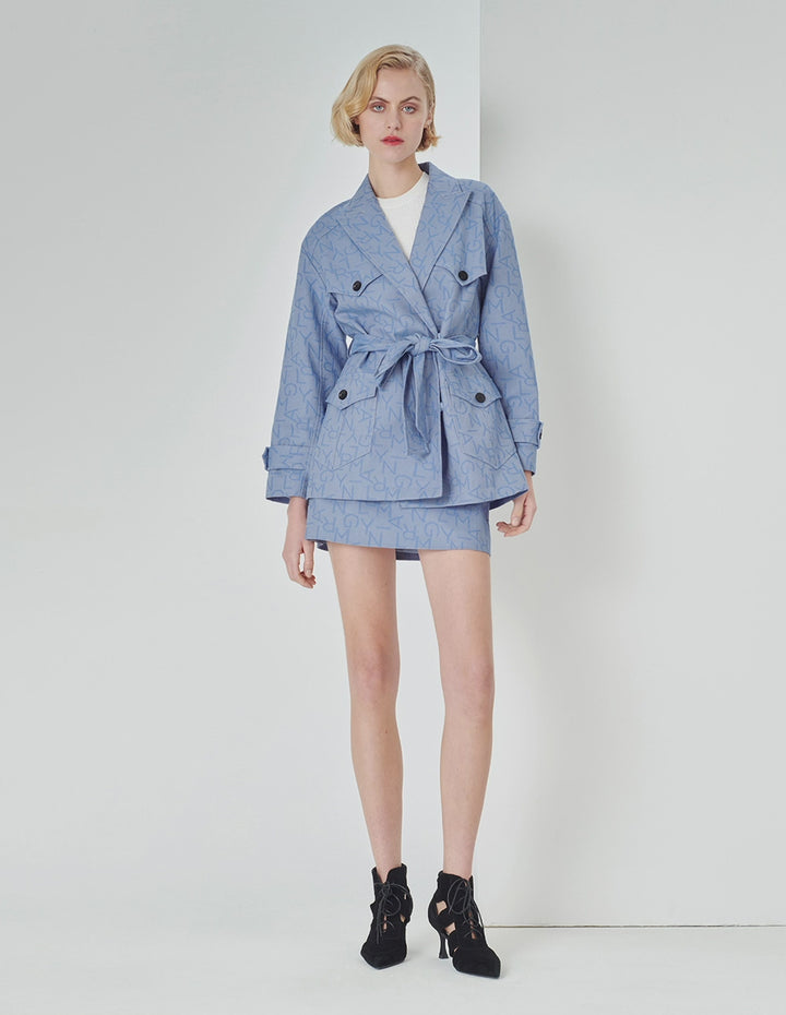 MARYLING Loose-Fit Light Blue With Belt Denim Coat