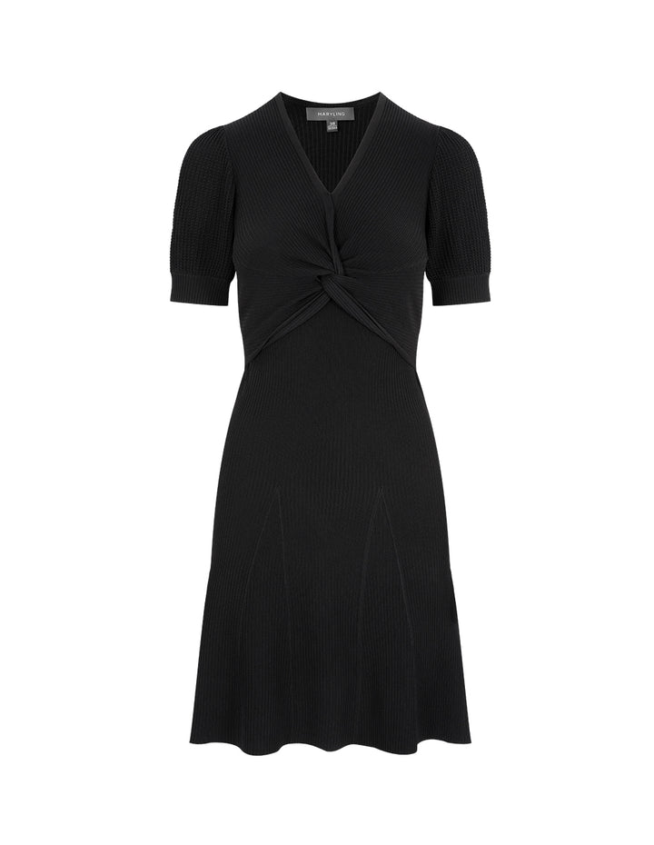 MARYLING Black Knotted Waist Knit Dress