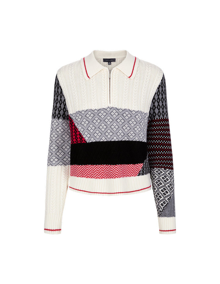 MARYLING Patch Collar Knitted Jumper