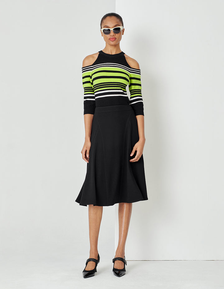 MARYLING Emerald Green Round Neck Off-Shoulder Top