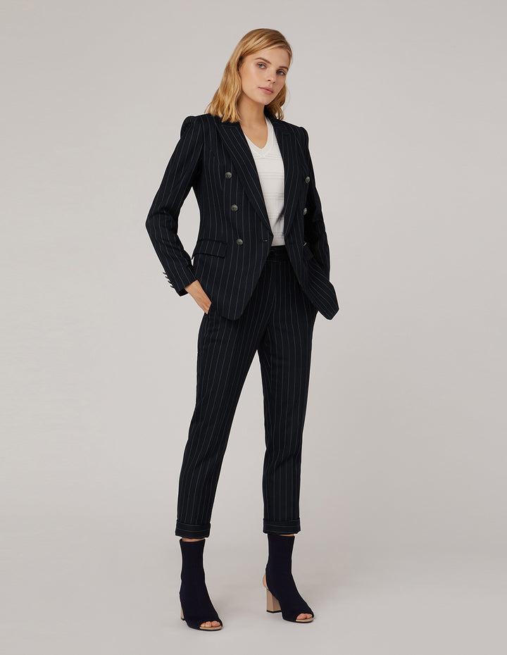 MARYLING Stripe Crop Leg Suit Trousers