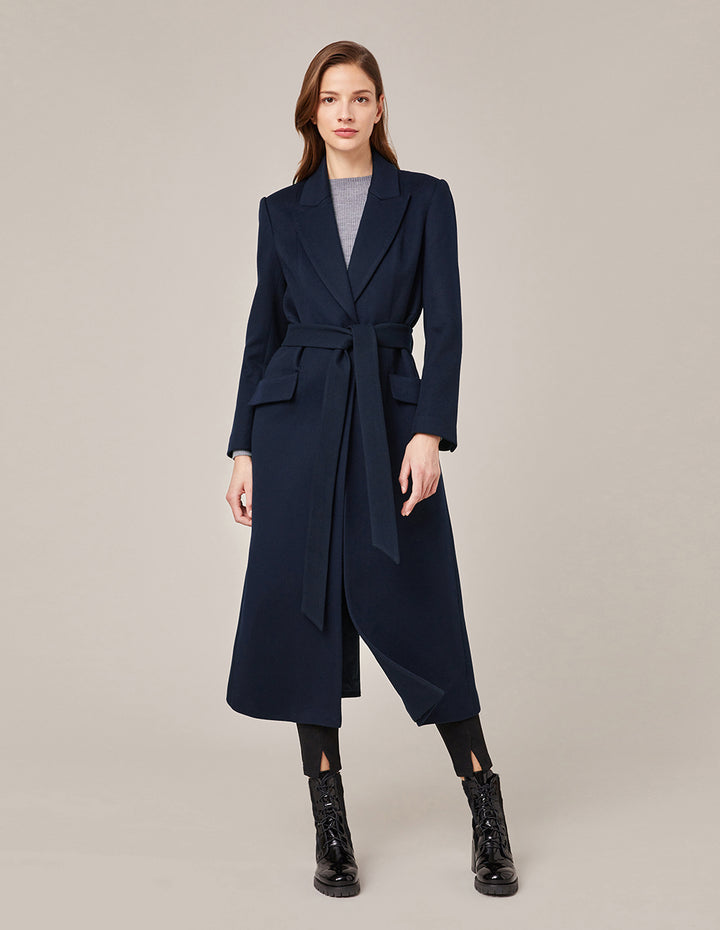 MARYLING Peak-Lapel Belted Cashmere Coat