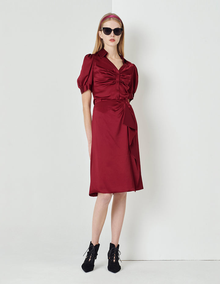 MARYLING Burgundy Ruffle Mermaid Skirt