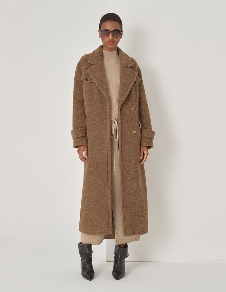 MARYLING Camel Lapel Contrast Button Coat