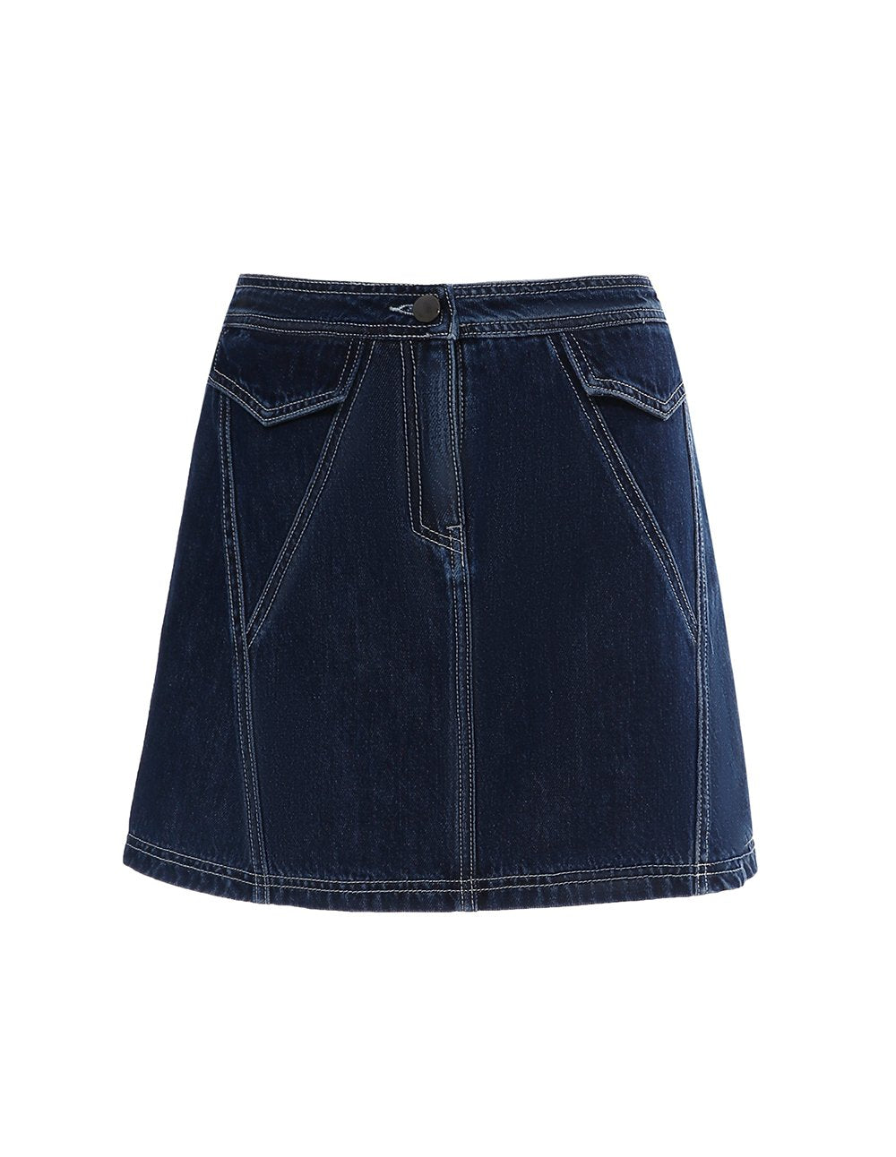 MARYLING White Stitching Navy Mini Denim Skirt