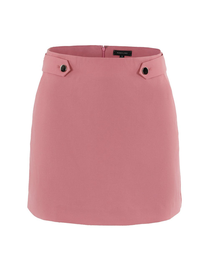 MARYLING Waist Button Detail Slim Fit Mini Skirt