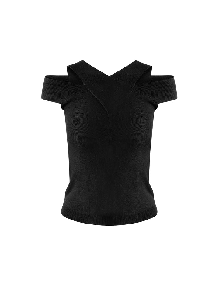 MARYLING Cross-neck off-shoulder slim fit top