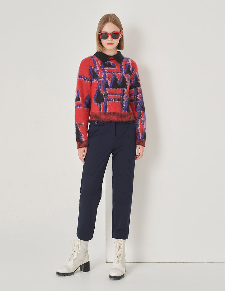 MARYLING Dark Blue Straight Leg Cropped Pants