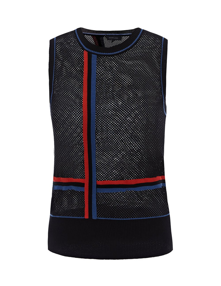 MARYLING Contrast Color Line Slim Fit Knit Vest