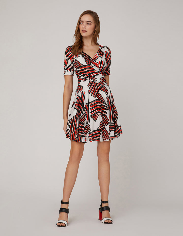 MARYLING V-Neck Brushstroke Print Dress