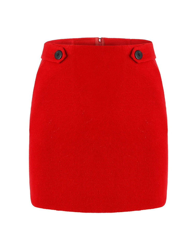 MARYLING Button Design Slim Fit Mini Skirt
