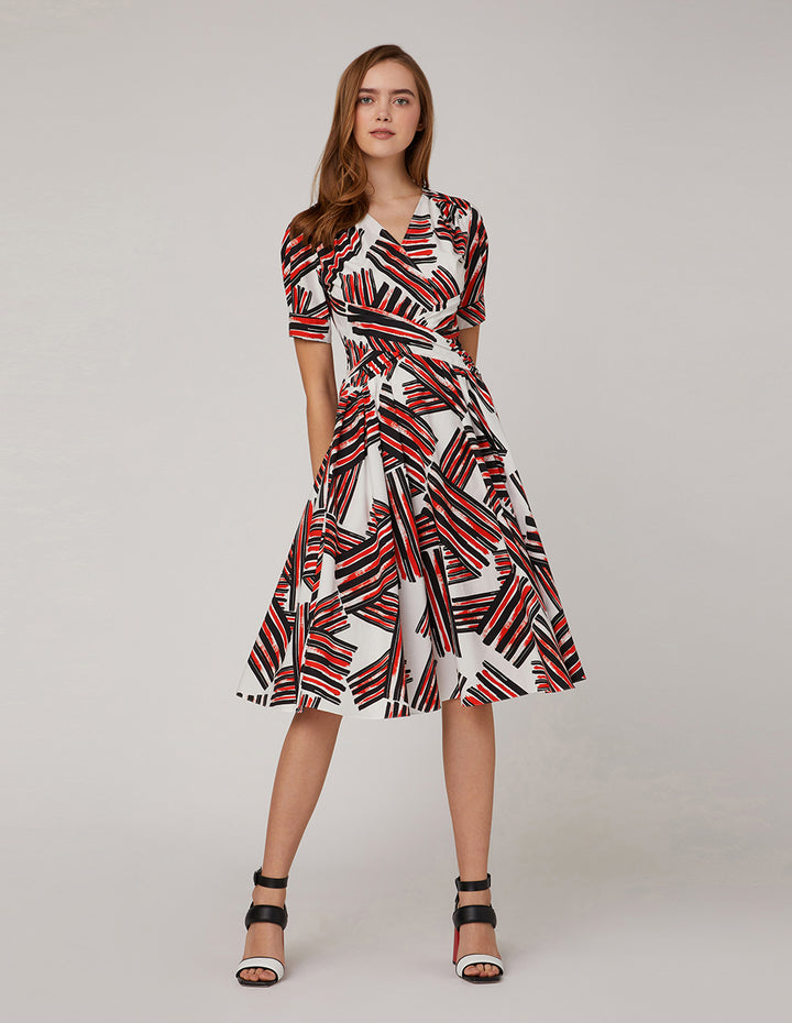 MARYLING V-Neck Puffed Sleeves Dress