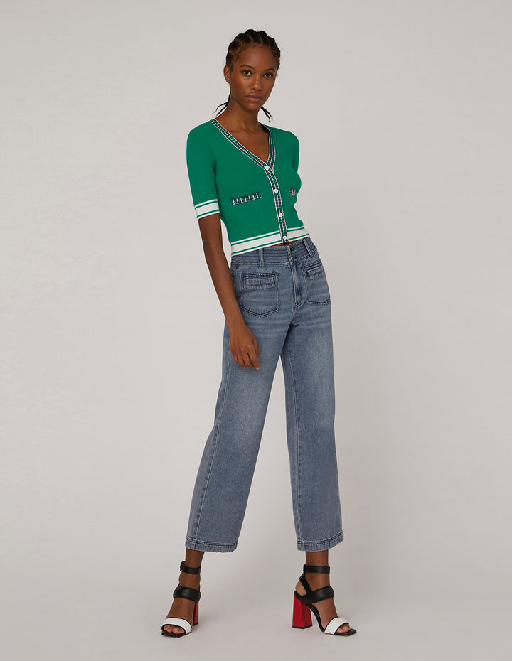 MARYLING Cactus green short sleeved cardigan