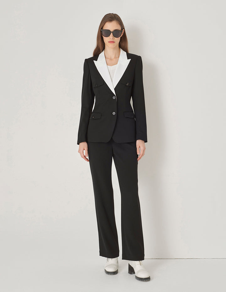 MARYLING Black And White Contrast Blazer
