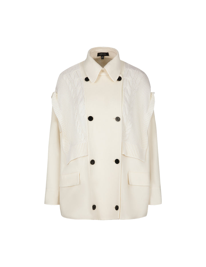 MARYLING Off-White Woollen Stitch Double-Faced Woollen Jacket