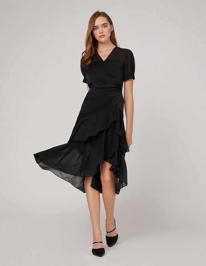 MARYLING Black noble stitching skirt dress