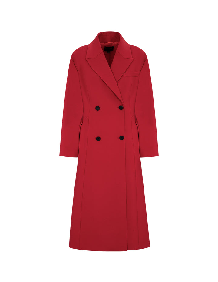 Maryling Red Spike Collar Double Breasted Coat