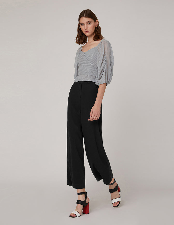 MARYLING V neck ruffled sleeves blouse