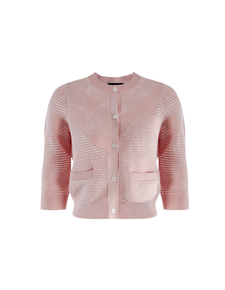MARYLING Round Neck Jacquard Cardigan