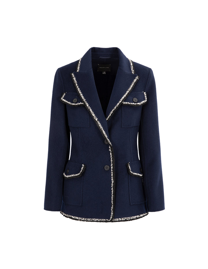 Maryling Midnight Blue Peaked Lapel Blazer