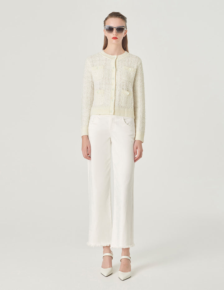 MARYLING Round Neck Dark Pattern Knitted Cardigan