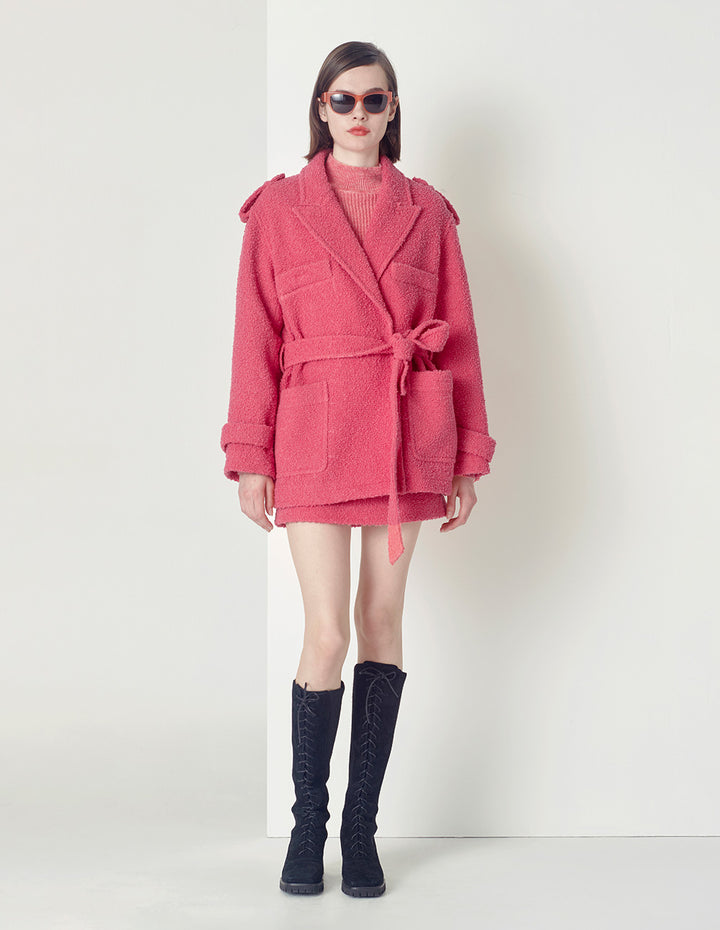 MARYLING sweet peach pink belted jacket