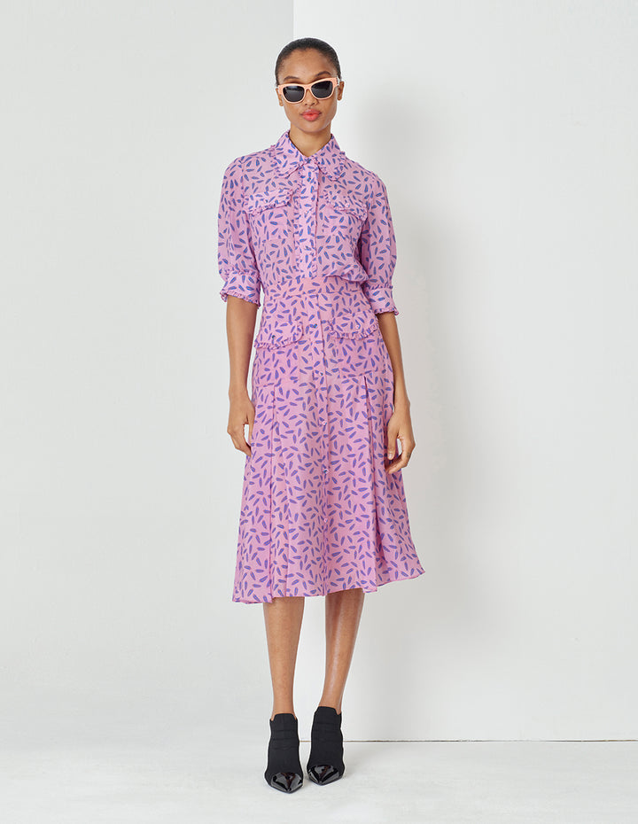 MARYLING Dreamy Pink Ruffle Side Printed Skirt